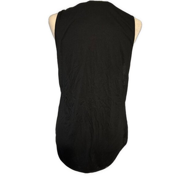 Foreign Exchange Solid Black Lace Rib Cage Print Sheer Tank Top Small - Picture 2 of 4